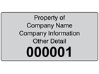 Assetmark tamper evident serial number label (black text), 38mm x 76mm