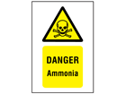 Danger ammonia symbol and text safety sign.