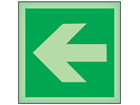 Horizontal arrow left symbol photoluminescent safety sign