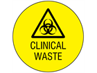 Clinical waste symbol and text safety label.