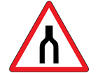 Road narrows to single lane sign