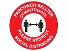 Please respect social distancing (bilingual Welsh/English)