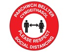 Please respect social distancing (bilingual Welsh/English)