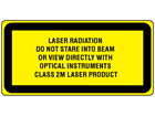 Laser radiation do not stare into beam or view directly with optical instruments, class 2M laser equipment warning label.