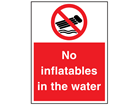 No inflatables in the water sign.