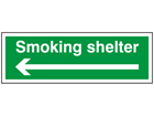 Smoking shelter, arrow left sign
