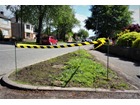 Economy barrier tape, black and yellow chevron