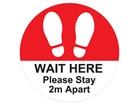 Wait here, please stay 2M apart sign