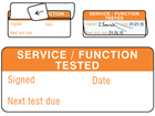 Service, function tested write and seal labels.