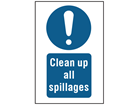 Clean up all spillages symbol and text safety sign.