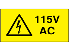 115V AC Electrical warning label