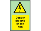 Danger Electric shock risk photoluminescent safety sign