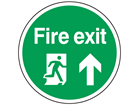 Fire exit symbol and text floor graphic marker.