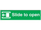 Slide to open (left), mini safety sign.