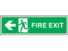 Fire exit arrow left symbol and text safety sign.