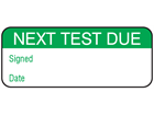 Next test due maintenance label.