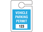 Vehicle parking permit tag, serial numbered