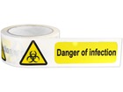 Danger of infection symbol and text safety tape.