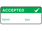 Accepted label equipment label.