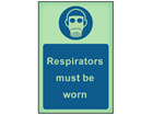 Respirators must be worn photoluminescent safety sign