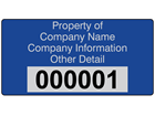 Assetmark foil serial number label (text on colour), 38mm x 76mm