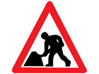 Road works temporary road sign.