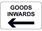 Goods inwards, arrow left sign