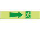 Photoluminescent Exit, running man, arrow right tape