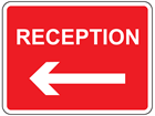 Reception, arrow left sign