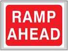 Ramp ahead roll up road sign