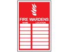 Fire wardens register sign