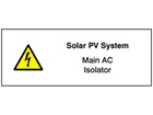 Solar PV system, main AC isolator PV hazard label