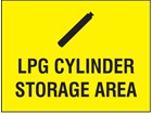 LPG cylinder storage area symbol and text sign.