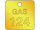 Custom square brass valve tag natural lettering