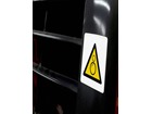 Rotating parts hazard symbol safety sign.