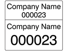 Assetmark dual serial number label (black text), 26mm x 30mm