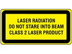 Laser radiation do not stare into the beam, class 2 laser equipment warning safety label.