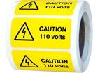 Caution 110 volts label.