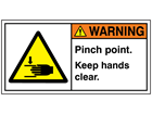 Warning pinch point hazard keep hands clear label