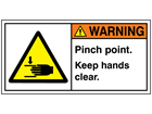 Warning Pinch Point, Keep Hands Clear During Operation Label, SKU: LB-0138