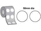 Thermal transfer labels, self adhesive paper, 50mm diameter.