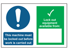 This machine must be locked, lock out equipment available from sign.