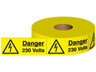 Danger 230 volts electrical warning tape