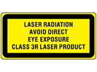 Laser radiation avoid direct eye exposure, class 3R laser equipment warning safety label.