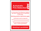 Automatic fire detection system symbol and text sign