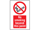 No smoking beyond this point symbol and text safety sign.