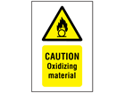 Caution oxidizing material symbol and text safety sign.