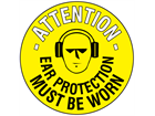 Attention ear protection must be worn floor marker