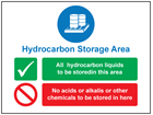 Hydrocarbon storage area sign.