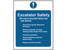 Escalator safety sign